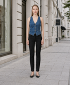 Wholesale Custom Medium Blue Denim Vest Manufacturer Private Label V Neck Jean Waistcoat