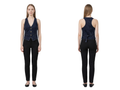 Wholesale Custom Dark Navy Denim Vest Manufacturer Private Label V Neck Jean Waistcoat