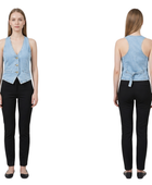Wholesale Custom Light Blue Denim Vest Manufacturer Private Label V Neck Jean Waistcoat