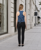 Wholesale Custom Medium Blue Denim Vest Manufacturer Private Label V Neck Jean Waistcoat