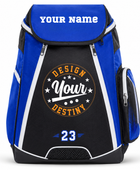 Custom Blue Black American Football Backpack | Wholesale Team Gear Bag for Bulk Orders