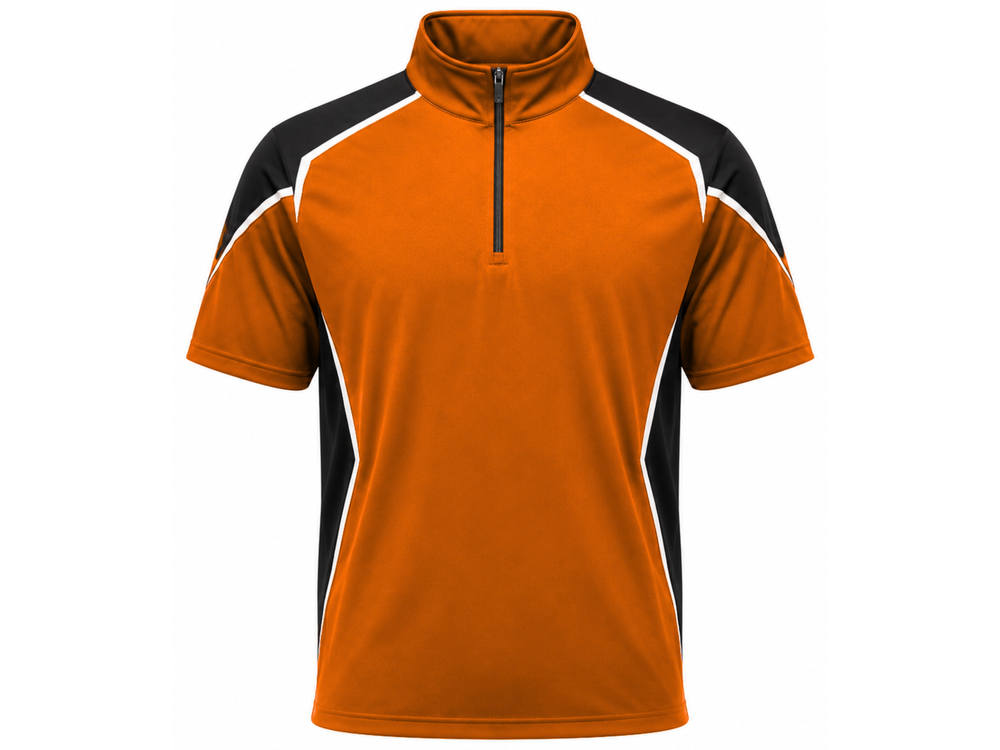 Custom Orange Black Football Coach Quarter-Zip | Wholesale Sideline Teamwear front design preview