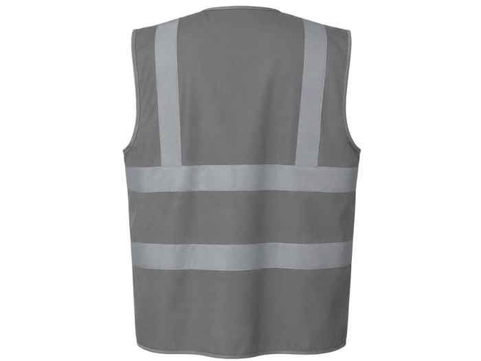 Reflective Braces Waistcoat – Low MOQ B2B Sleeveless Workwear Vest in Grey