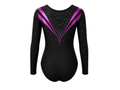 Custom Competition Gymnastics Leotard | Wholesale Gym Team Leotard | Black Pink Purple Sparkle | Apparels Bridge