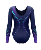 Custom Competition Gymnastics Leotard | Wholesale Gym Team Leotard | Navy Teal | Apparels Bridge