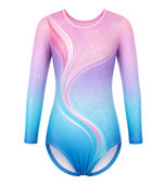 Custom Competition Gymnastics Leotard | Wholesale Gym Team Leotard | Pink Blue Gradient | Apparels Bridge
