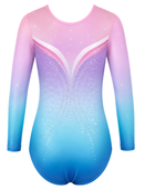 Custom Competition Gymnastics Leotard | Wholesale Gym Team Leotard | Pink Blue Gradient | Apparels Bridge