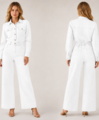 Wholesale Custom White Denim Jumpsuit Manufacturer Private Label Wide Leg Coverall