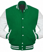 B2B Wool Classic Varsity Jacket Low MOQ Winter Jacket Green/White