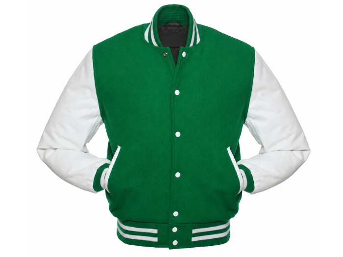 B2B Wool Classic Varsity Jacket Low MOQ Winter Jacket Green/White
