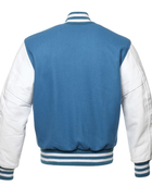 B2B Classic Varsity Jacket Light Blue/White Low MOQ Winter Jacket