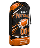 Custom Black Orange American Football Laundry Bag | Wholesale Team Drawstring Bag for Bulk Orders
