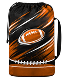 Custom Black Orange American Football Laundry Bag | Wholesale Team Drawstring Bag for Bulk Orders