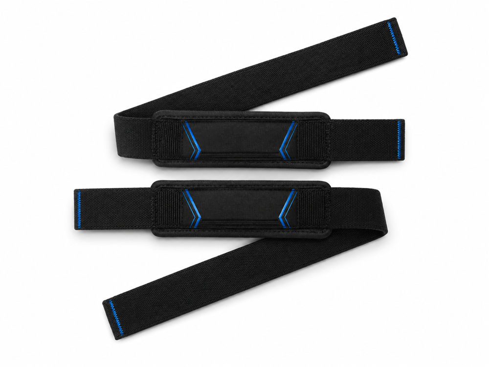 Custom Powerlifting Wrist Straps | Wholesale Weightlifting Wrist Wraps | Black Blue | Apparels Bridge front design preview