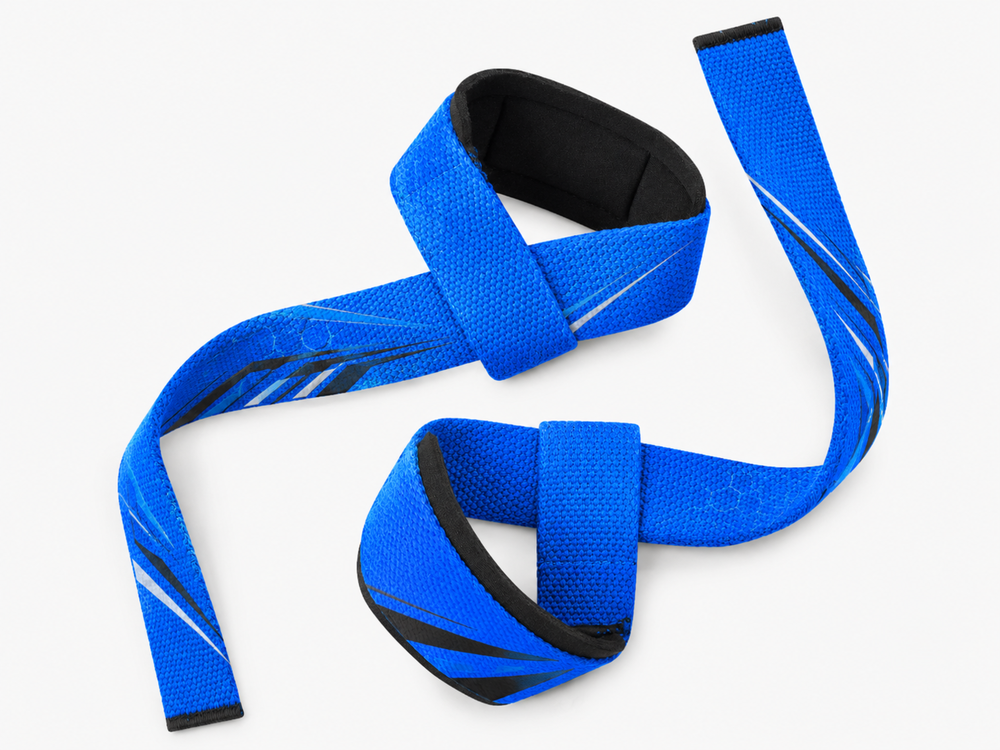 Custom Powerlifting Lifting Straps | Wholesale Weightlifting Lifting Straps | Blue White | Apparels Bridge front design preview