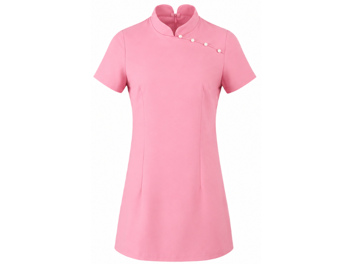 B2B Women’s Beauty and Spa Tunic Pink Low MOQ Manufacturer