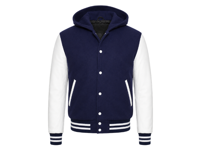 Hoodie Varsity Jacket B2B Low MOQ Winter Jacket Navy/White