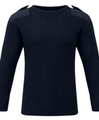 Navy Blue Heavyweight Crew Neck Combat Jumper with Epaulettes