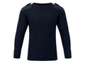 Navy Blue Heavyweight Crew Neck Combat Jumper with Epaulettes