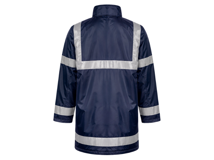 Management Coat for B2B Workwear Supply – Low MOQ Waterproof Reflective Jacket in Navy Blue