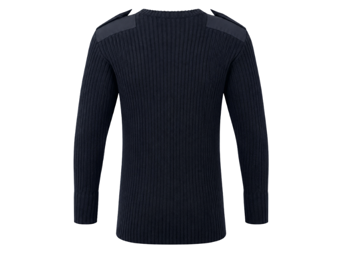 Navy Blue Heavyweight Crew Neck Combat Jumper with Epaulettes