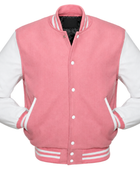 Classic Varsity Jacket Low MOQ Custom Winter Jacket Pink/White