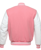 Classic Varsity Jacket Low MOQ Custom Winter Jacket Pink/White