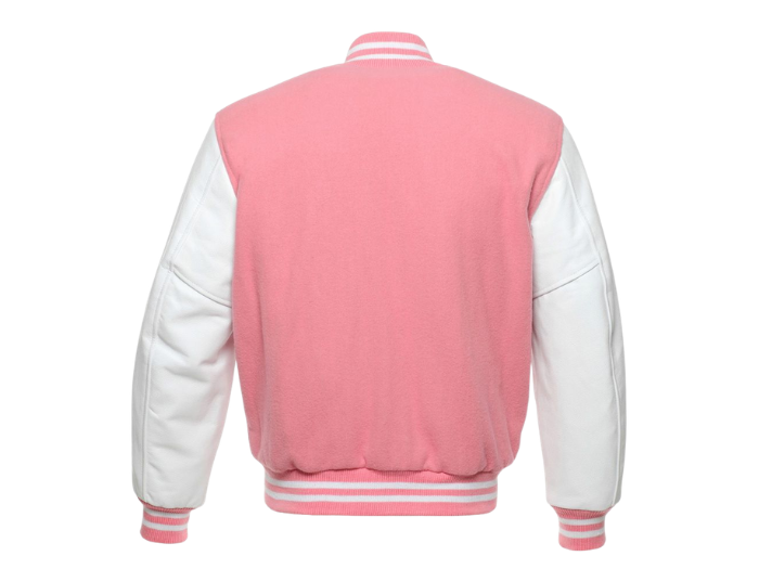 Classic Varsity Jacket Low MOQ Custom Winter Jacket Pink/White