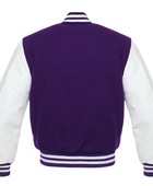 Custom Varsity Jacket Low MOQ Wool Leather Jacket Purple/White