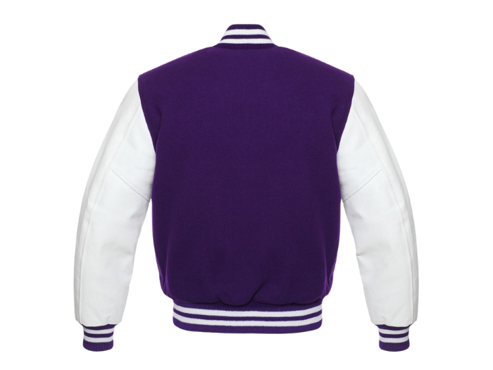 Custom Varsity Jacket Low MOQ Wool Leather Jacket Purple/White