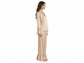 Wholesale Champagne Satin Ruffle Pajama Set, Custom Button Up Sleepwear Manufacturer for Private Label Brands
