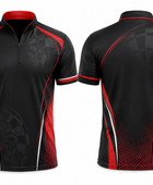 Custom Black Red Darts League Quarter-Zip Shirt
