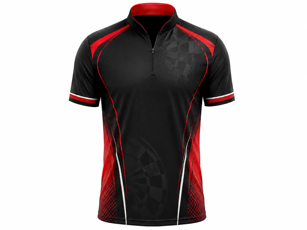 Custom Black Red Darts B2B League Quarter-Zip Shirt front design preview