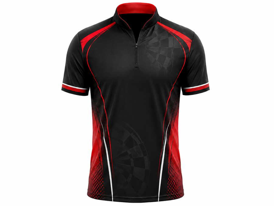 Custom Black Red Darts League Quarter-Zip Shirt design preview