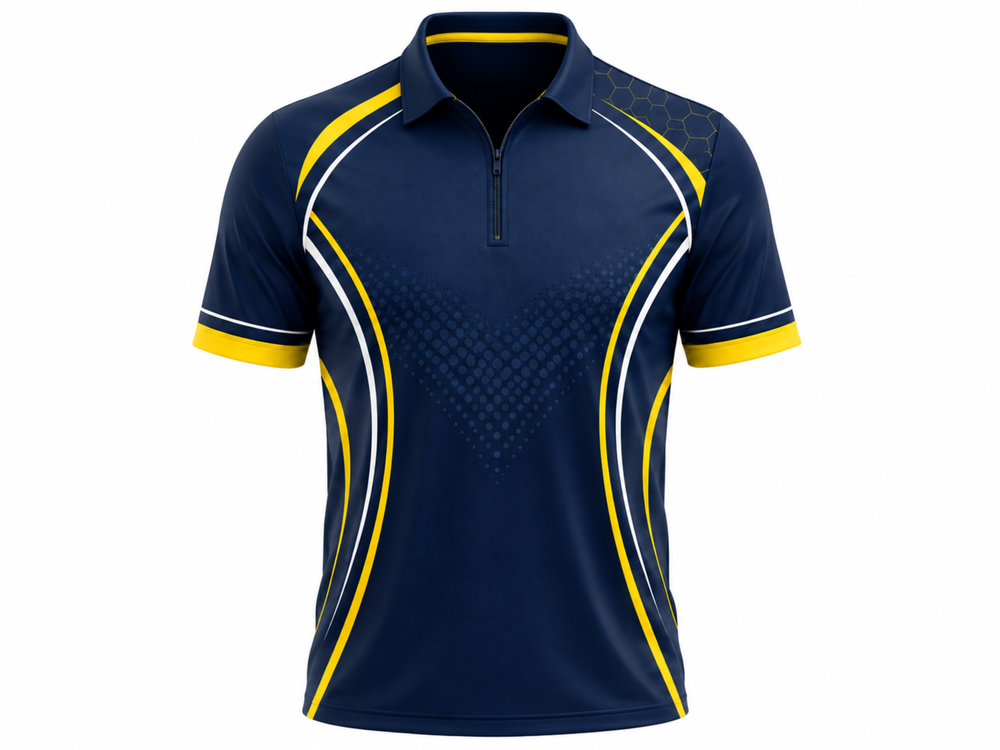Custom Navy Yellow Darts B2B League Quarter-Zip Shirt front design preview