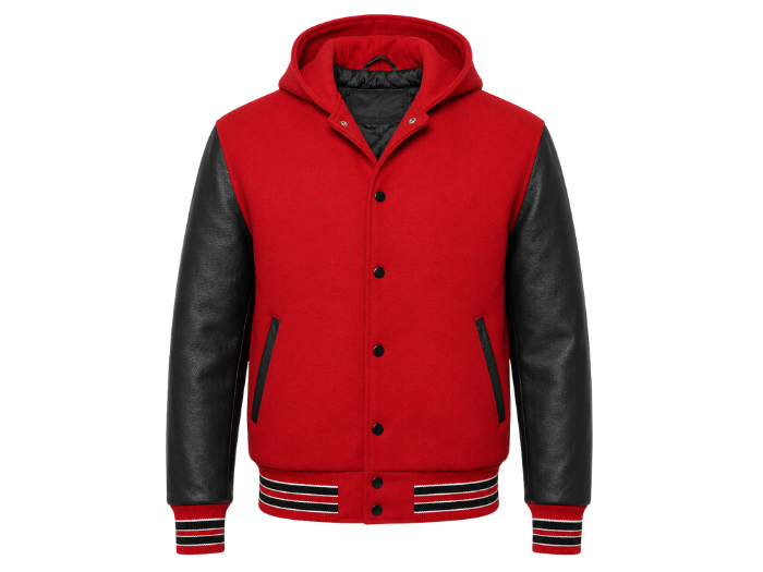 Custom Hoodie Varsity Jacket B2B Winter Jacket Red/Black