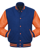 Custom Classic Varsity Jacket Blue/Orange B2B Winter Jacket