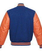 Custom Classic Varsity Jacket Blue/Orange B2B Winter Jacket