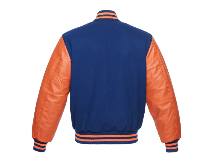 Custom Classic Varsity Jacket Blue/Orange B2B Winter Jacket