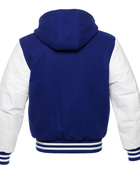 B2B Hoodie Varsity Jacket Low MOQ Winter Jacket Blue/White