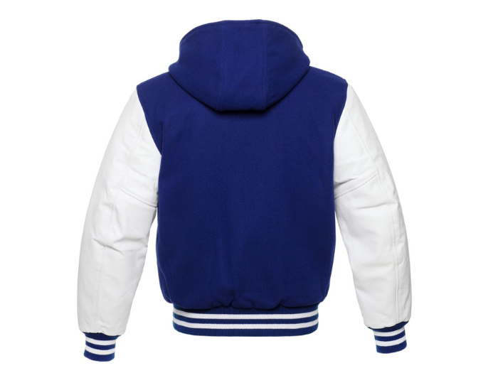 B2B Hoodie Varsity Jacket Low MOQ Winter Jacket Blue/White