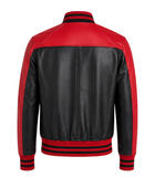 Custom Leather Varsity Jacket Red/Black B2B Low MOQ