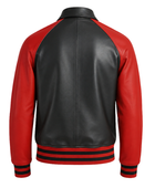 Custom Varsity Red/Black Leather Jacket For B2B