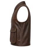 Leather Shooting Vest B2B Low MOQ Hunting Chocolate Brown