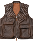 Leather Shooting Vest B2B Low MOQ Hunting Chocolate Brown