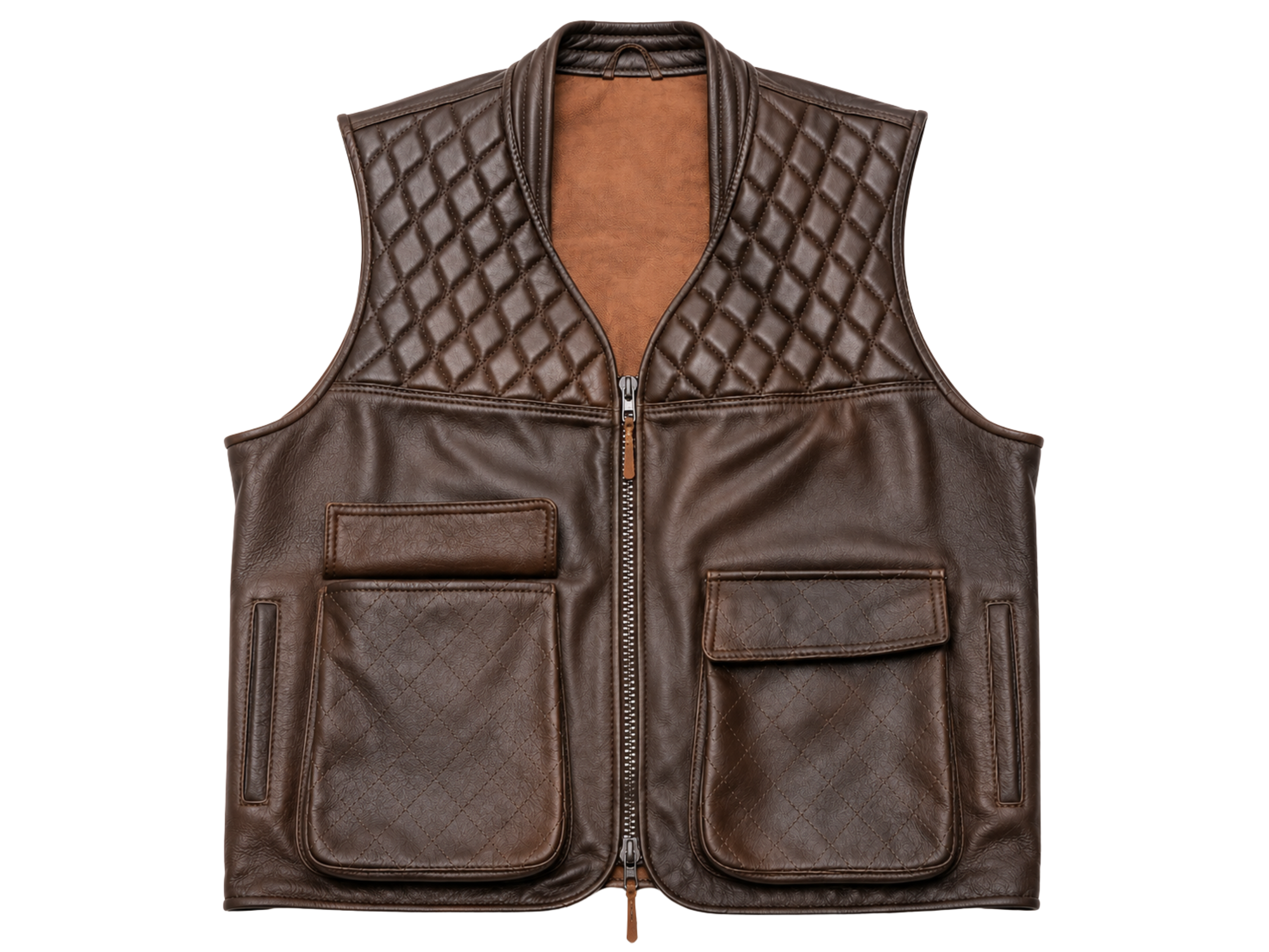 Leather Shooting Vest B2B Low MOQ Hunting Chocolate Brown
