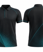 Custom Darts Polo Jersey – Black Teal Sponsor Team Shirt for Wholesale Club Buyers