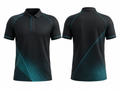 Custom Darts Polo Jersey – Black Teal Sponsor Team Shirt for Wholesale Club Buyers
