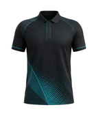Custom Darts Polo Jersey – Black Teal Sponsor Team Shirt for Wholesale Club Buyers