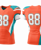 Custom Orange Aqua American Football Jersey | Wholesale Team Uniform Jersey for Bulk Orders